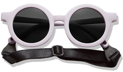 BABYMOCS Occhiali da sole rotondi per bambini 1,5 anni - 8 anni | 100% protezione UV | FLESSIBILI | Senza BPA | Occhiali da sole per bambini privi di sostanze nocive con fascia | Design svedese |