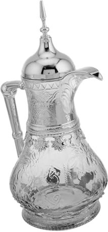 ULTECHNOVO Pichet à Eau Froid 1,6 l En Verre Transparent Motif Arabe, Résistant Chaleur Et Froid, Grand Pichet De Service Pour Réfrigérateur, Boissons Froides, Jus, Thé, Café