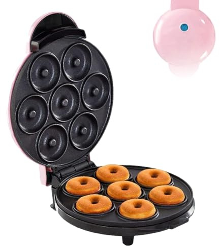 Mini Donut Maker Machine - Non Stick 7-Hole Electric Doughnut Maker for Home, Makes Delicious Mini Breakfast Snacks and Desserts