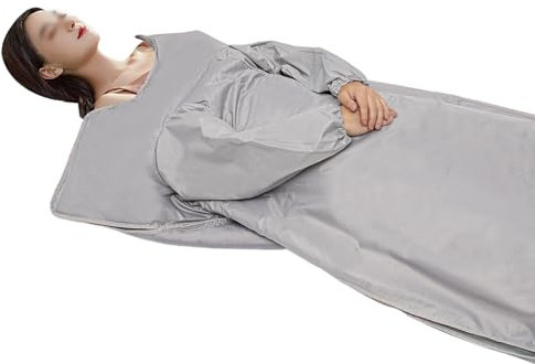 Infrared Sauna Blanket, Portable Sauna Blanket with Sleeves for Home Relaxation, Sauna Blanket with 95-176℉ Temp Range, 30-60Mins Timer, 180 x80cm (Silver)