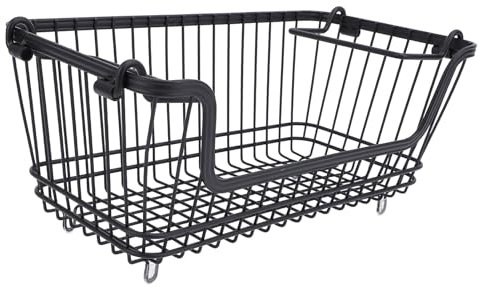 SEAFRONT Canasta de Congelador Apilable Recipiente de Almacén de Alambre Robusto para Frutas Snack Metal Wire Sala de Estar