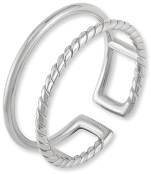 GD GOOD.designs Ring für Damen verstellbar aus Edelstahl - Wasserfest - Doppelring offen in 18 Karat Gold - Silber - Roségold | Inkl. Geschenkbox für Frauen