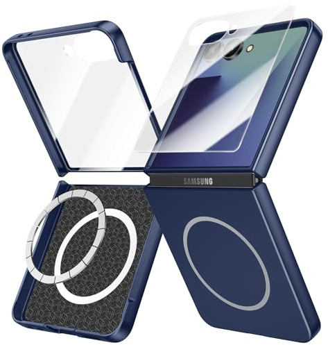 Doeshine for Samsung Galaxy Z Flip 7 Case Mag-safe, Ultra Slim Full Body Cover, Built-in Screen Protector, Thin Slim Fit Phone Case, Lightweight Skin-Friendly, Hard PC Cover for Z Flip 7 (Blue)