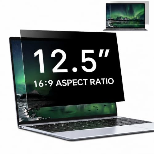 PinnWaa Laptop Blickschutzfolie 12,5 Zoll 16:9, Abnehmbarer Sichtschutz | 277 x 156 mm, Blickschutzfilter, Anti Blaulicht, Blendschutz, Displayschutz, Anti-Spy Privacy Filter, Anti-Fingerabdruck