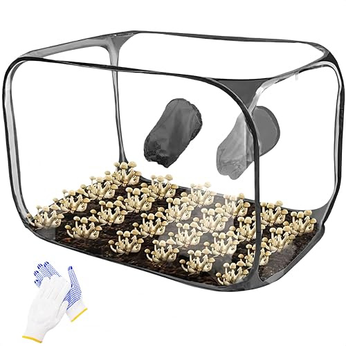 Set de cultivo de hongos plegable, caja de aire estático | Carpa de cultivo de hongos transparente de 85 x 52 x 52 cm | Set portátil de micología emergente para intercambio de aire fresco | Cultivo de