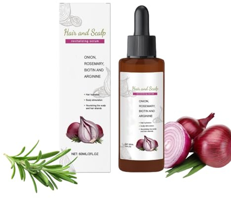 Zwiebel-Rosmarin-Öl-Serum für Kopfhautpflege, Intensives Kopfhautserum gegen Haarausfall, Pflegendes Haaröl für Dichtes Haar, Anti-Frizz & Glanz Finish, Unisex (60ml, 1PC)