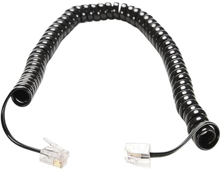 Generico Cavo di prolunga da 6,5 ​​Piedi RJ12 4P4C Maschio a cornetta telefonica Cavo di Linea a Spirale riccia Fino a 2 m a Spirale