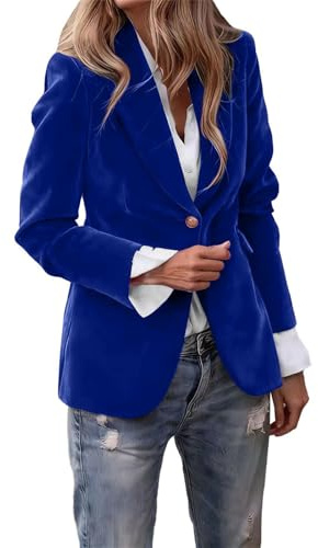 Blazer Dam elegant sammetsblazer, en knapp öppen front, kostymjacka, reverskrage, sammetssakko-jacka, arbete, kontor, kavajjacka, affärskläder, höst, övergångsjacka, bekväm fritidsjacka, mode