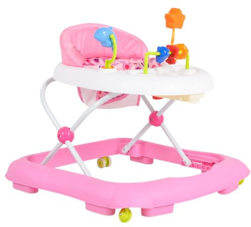 Lauflernwagen, Laufhilfe Eko höhenverstellbar, gepolsteter Sitz und Spielcenter rosa