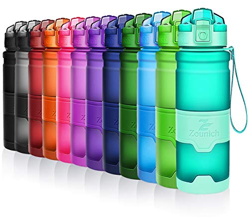 ZOUNICH Trinkflasche Sport BPA frei Kunststoff Sporttrinkflaschen für Kinder Schule, Joggen, Fahrrad, öffnen mit Einer Hand Trinkflaschen Filter, Smaragd, 17oz/500ml