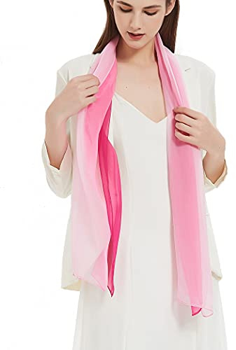 PANTONIGHT Oblong Pink Ombre Chiffon Scarf Pink Gradient Lightweight Scarf for Women 701