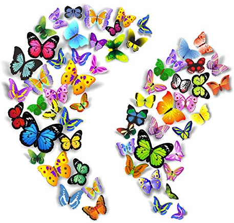 PARLAIM 104 Stück Schmetterling-Wandaufkleber für die Wand, 3D-Schmetterlinge, Wandaufkleber, Schmetterling-Dekoration, entfernbare Heimdekoration Kinderzimmer, Schlafzimmer, Wohnzimmer