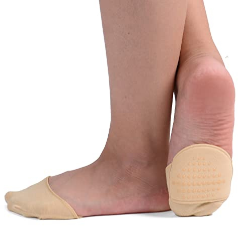 Flammi 6 Pairs Women's Toe Cover with Padding Toe Topper Liner Socks Non-Skid Bottom(Cotton-6beige)
