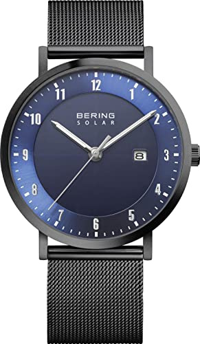 BERING Herren Uhr analog Solar mit Milanaise-Armband 15439-327