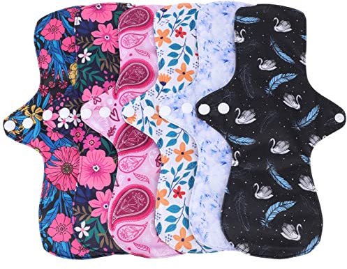 6st Damenbinde Wiederverwendbare Wattepads Menstruation Mama-pads Aus Baumwolle Waschbare Periodenunterlage Damen Slipeinlagen Maxi-pads Ballaststoff Mutter Pflege Langes Pad