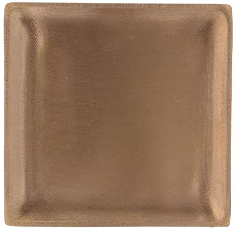 Holyart Piattino portacandela in Ottone Dorato Satinato Quadrato