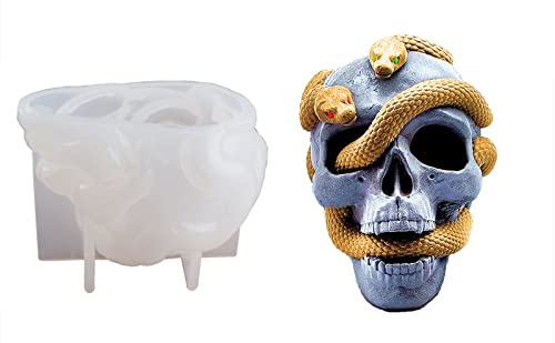 TROYSINC Schädel Silikonform Kerzenformen Totenkopf-Schlangen-Form Schädelkopf Resin Form für Kerze Machen, Home Decoration, Geschenk, DIY Handwerk