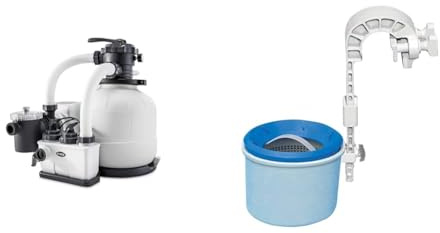 Intex combo filtre à sable 6m³/h + sterilisateur au sel qx2100 & Skimmer de Surface Deluxe pour autostable ou Tubulaire