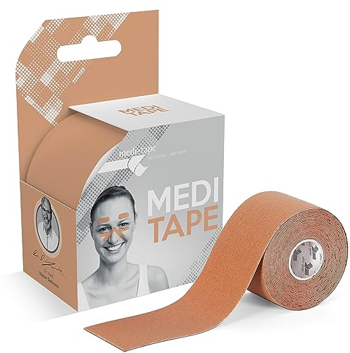 Medi-Tape Sport 5m - Latexfreies Kinesiologie Tape mit 150% Elastizität, atmungsaktives & wasserfestes Physio Tape für ultimativen Halt, Kinesio Tape in Beige