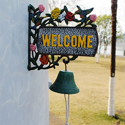 DOZRAN Oversized Doorbell for Front Door, Wall Mounted Service Bell with Floral Pattern, Solid Iron Shaking Bells for Door Court