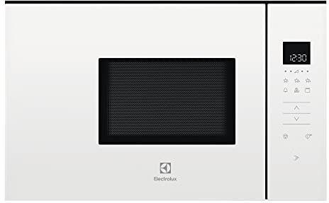 Electrolux KMFD172TEW Four Micro-ondes Encastrable, 800 W, Fonction Grill, Capacité 17 L, Affichage LED avec commande tactile, plateau rotatif retournable, ouverture électronique, couleur blanche avec