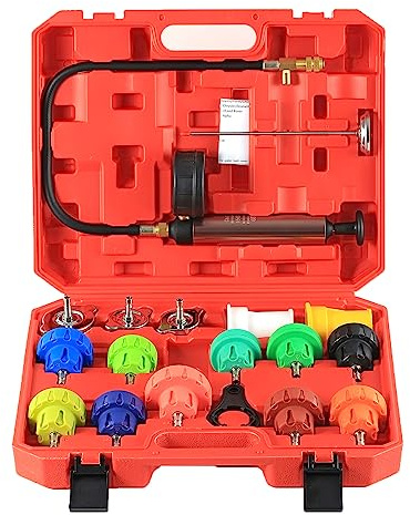 HZAUTOS 18PCS Radiator Pump Pressure Tester Kit, Pressure Leak Tester Tool Kit for Automotive Cooling System Water Tank Leakage Detection