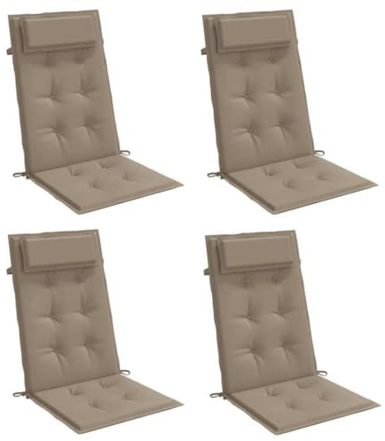 vidaXL Cojines de Silla con Respaldo Alto 4 uds Tela Oxford Gris Taupe, cojín, cojín para Silla, cojín para Asiento, cojín para sillón