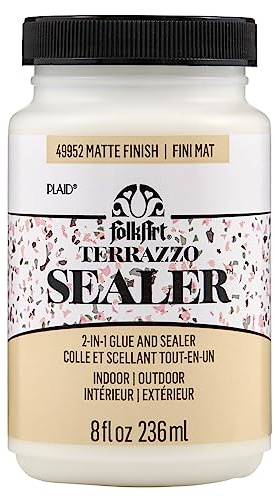 FolkArt, 8 oz, Terrazzo Flakes 2-in-1 Finish Perfect for DIY Indoor and Outdoor Arts and Crafts Projects, 49952, Matte Sealer