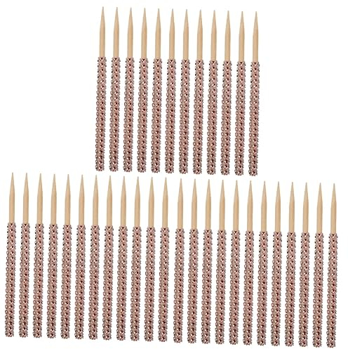 UPKOCH 96 Piezas Palo De Manzana De Golosinas Palitos De Pastel De Diamantes De Imitación Palitos De Palitos De Brocheta De Palo De Dulce Madera Fruta Chocolate