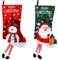 Hileyu Calcetines Navidad,Calcetines Navidad Chimenea,Botas de Navidad,Calcetines Navideños con Patrón Muñeco de Nieve Papá Noel,para Decoraciones de Navidad,Suministros de Fiesta-57cm/2 Piezas