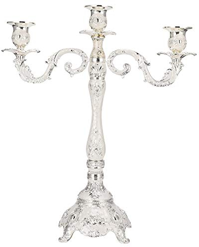 Kerzenhalter aus Metall Im Europäischen Stil, Hochzeitskerzenhalter für Weihnachten, Kirche, Hochzeit, Party, Urlaub, Tischdekoration, Heimdekoration(Drei silberne Köpfe)