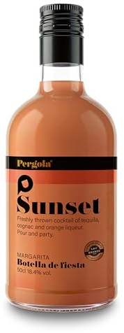 Pergola Sunset Margarita | 50cl | 18.4% abv | Award Winning | Tequila & Cognac | Lime, Orange & Pomegranate | 100% Agave Blanco Tequila | Pre-Mixed Cocktail | Ready-To-Drink