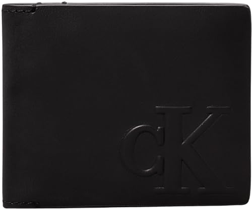 Calvin Klein Jeans Herren Geldbeutel Bifold aus Leder, Schwarz (Black), Einheitsgröße