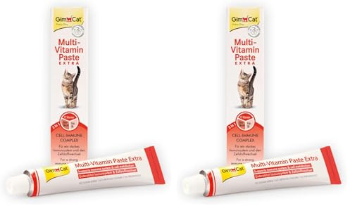 GimCat Multi-Vitamin Paste Extra - Katzensnack mit Fischöl für EIN Starkes Immunsystem und den Zellstoffwechsel - 1 Tube (1 x 200 g) (Packung mit 2)