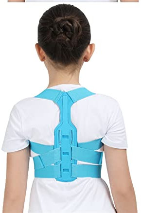 Rückenkorrektor, Schulter-Rückenstütze, verstellbare Haltungskorrektur, Wirbelsäule, Lendenwirbelstütze, Gürtel für Kinder, orthopädisches Korsett, Gesundheit und Entspannung (Farbe: Blau, Größe: S)