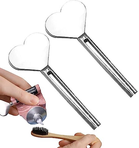 Qumiuu Zahnpastapresse - 2 Stück Edelstahl-Zahnpasta-Roller, Tubenpresse,Tubenausdrücker aus Metall, manueller Zahnpastaausdrücker für Farbe, Creme, Kosmetik und Haarfärbemittel
