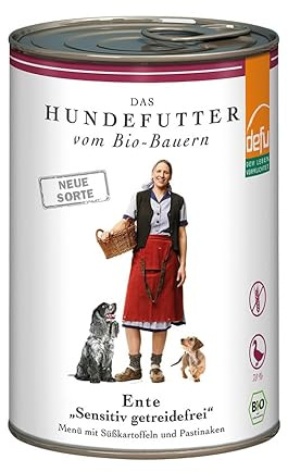 defu Dog Food, 1 x 410 g, Organic Duck Sensitive Grain-Free, Premium Organic Wet Food Menu, Complete Food for Dogs