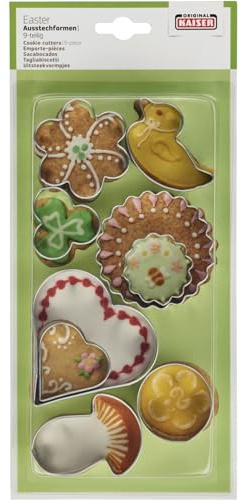 Original Kaiser Ausstechformen Ostern 9-teilig, Plätzchen Ausstecher, Keksausstecher, Plätzchenausstecher, Cookie Cutter, zum Ausstechen von Plätzchen, Keksen, Fondant