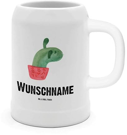 Mr. & Mrs. Panda Bierkrug Personalisiert Kaktus Mama - Personalisierte Geschenke, Personalisierter Steinkrug, Kakteen, Büroalltag, Büro, Krug, Mit Namen, Motivation, Quote