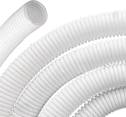 MOCNT Gaine Câbles Électriques Voiture Gaine Ondulée Flexible Protection Cache Fermé Tuyau Fil Gaine Isolante Conduit Tube Rangement Câble Blanc Extérieur 15mm Long 5 Mètres