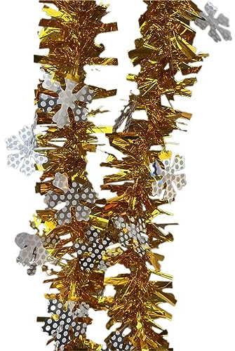 Anevous 5 Stück Weihnachtsgirlande, 2m x 9cm Girlande Weihnachten Weihnachtsdeko Girlanden Dekoration Girlande Weihnachtsbaum Hängende Ornamente für Innen und Außen, Weihnachtsdeko,Gold