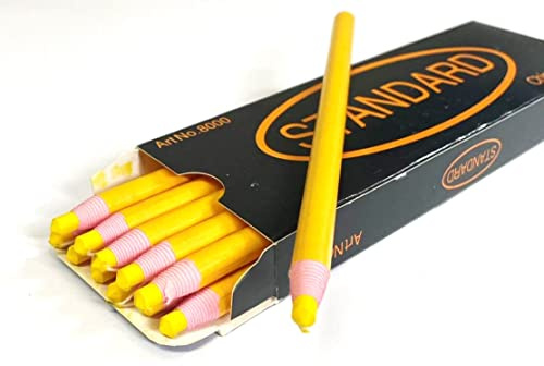 Church Products UK Wax China Marker Pencils Pack Of 12 Chinagraph Standard Wrapped Box Fabric Webbing Glass Metal Plastic Materials (Yellow)