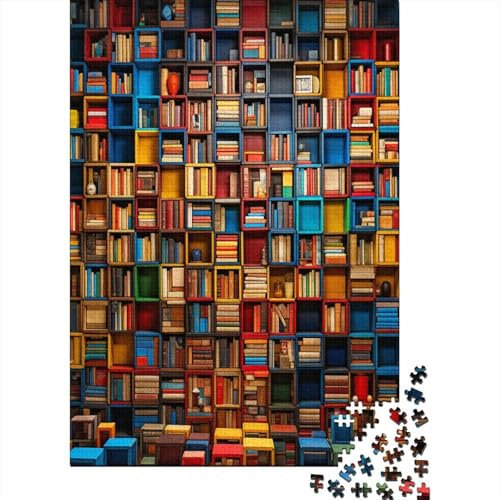 Puzzles Buntes Bücherregal Geschicklichkeitsspiel Lernspiel Herausforderung Spielzeug Kunstbücher Clevere Rätsel 1000-teilige Puzzles Impossible Puzzle Für Die Ganze Familie 1000pcs (75x50cm)
