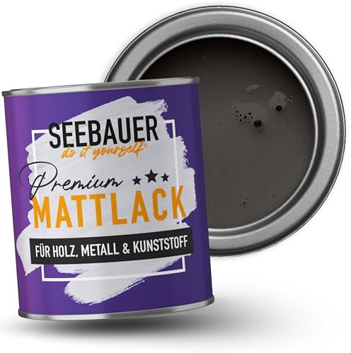 SEEBAUER diy Mattlack Anthrazit 750ml für Innen & Außen (No. 102 Black Pearl) Möbelfarbe ohne Schleifen - Hybrid-Lack für Holz, Metall, Kunststoff - Holzlack, Möbellack hohe Deckkraft