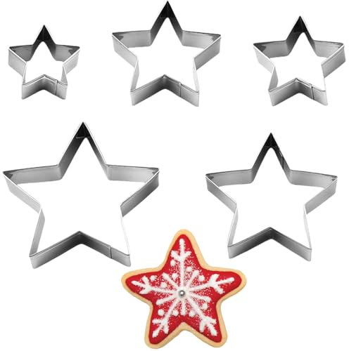 Star Cookie Cutter Set, 5-Piece Star Shapes for Baking, Children's Valentines Birthday Party