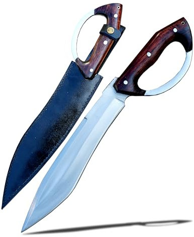 THE NEPAL Bowie-Messer – 30,5 cm lange Klinge, handgeschmiedete Klinge, Zerkleinerer aus langlebigem 5160 Stahl, gehärtet & geschärft, gebrauchsfertig mit Palisandergriff und