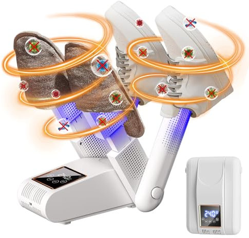 Asciuga Scarpe Elettrico Asciugascarpe con Ventilazione e Ozone Asciuga Scarponi in Modo Veloce Elimina Odore per Scarpe da Calcio Scarponi da Sci Calzini Cappelli (bianco)