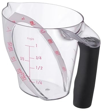 PRETYZOOM 1 Cup Angled Measuring Cup, 250ml Plastic Measuring Jar with Scale and Handle for Liquids and Dry Ingredients (Food Grade, Easy Clean)