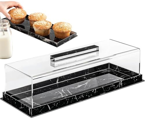Dreuhuing Vassoio per torte in acrilico, rettangolare, contenitore per dessert, supporto per torte, supporto multifunzione per pasticceria o caffetteria