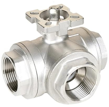 1pc BSPT Female Thread 304 Stainless Steel High Platform T L Port Tee 3 Ways Ball Valve Water Gas Oil(DN50 2 Inch BSP,L Port)